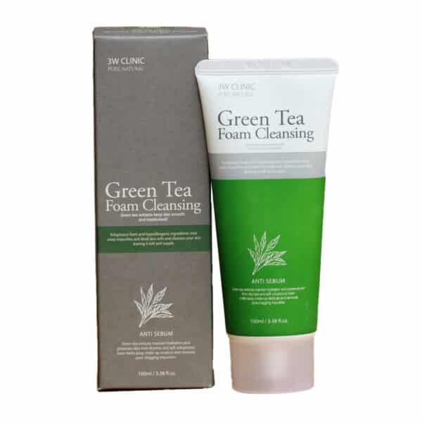 غسول جرين تي الكوري 3w clinic green tea cleansing foam حجم 100 مل