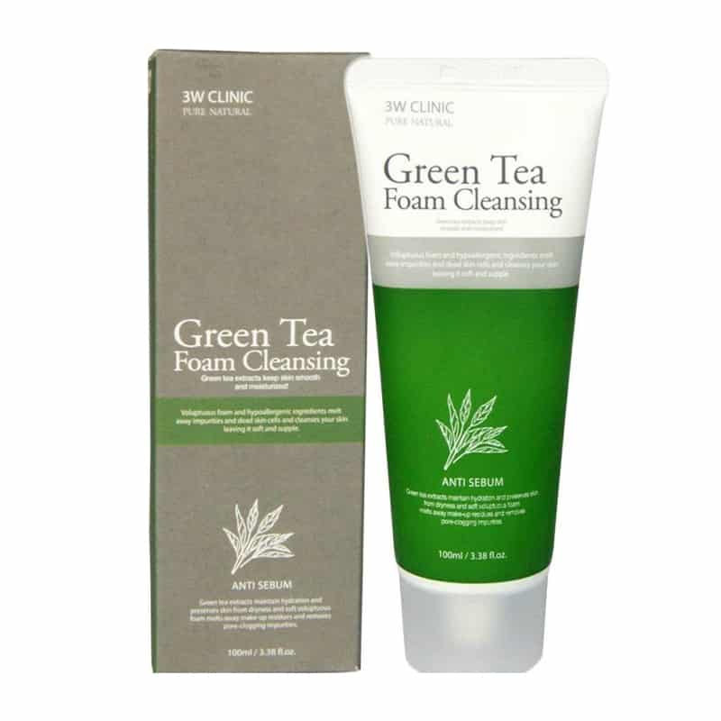غسول جرين تي الكوري 3w clinic green tea cleansing foam حجم 100 مل