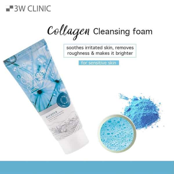 غسول الكولاجين الكوري Collagen cleansing foam 3w clinic حجم 100 مل