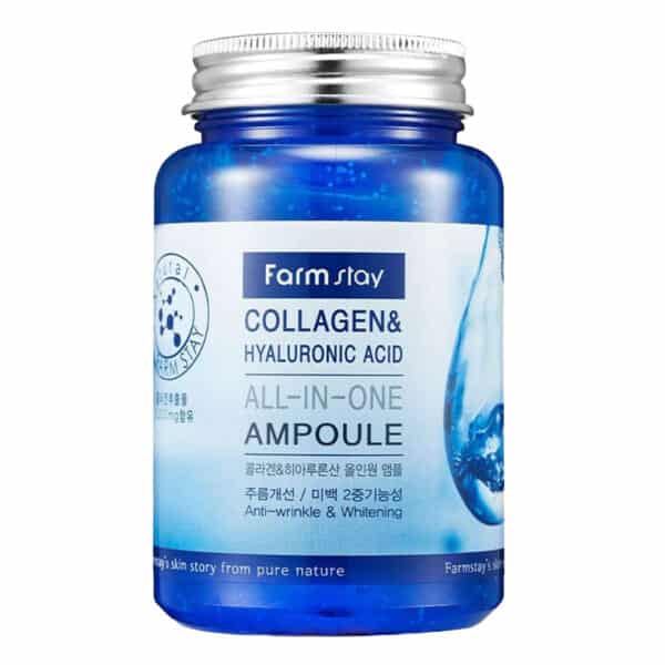 كولاجين فارم ستاي للبشره مع الهيالورونيك Farmstay all in one collagen and hyaluronic ampoule حجم 250 مل