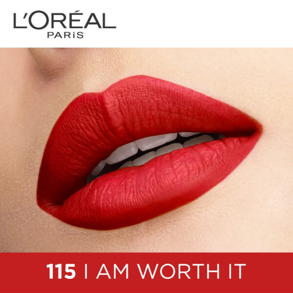 لوريال باريس ليب جلوس L'Oreal I Am Worth It Lipstick / لون أحمر / درجة 115